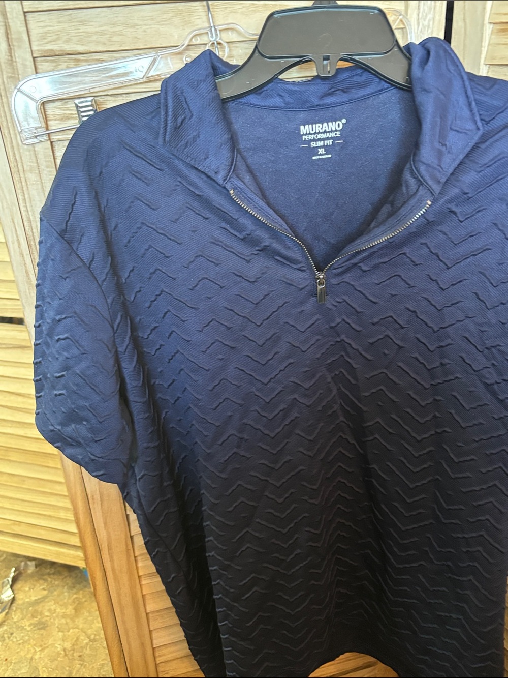 Murano Navy Textured Quarter -Zip Polo XL